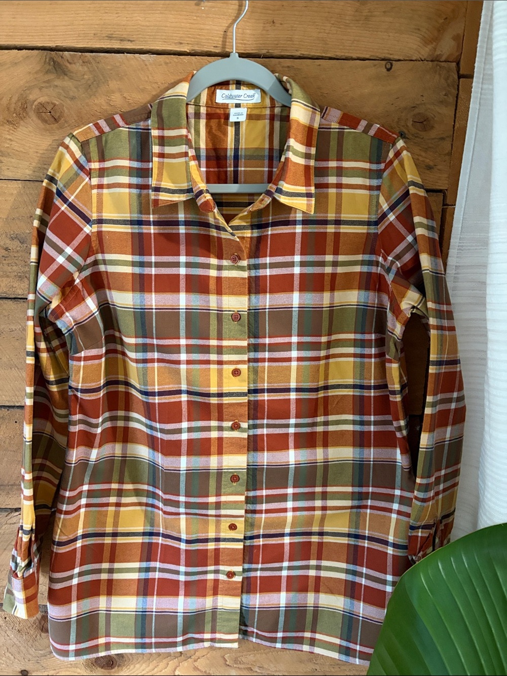 Coldwater Creek Multicolor Plaid Button-Down Shirt